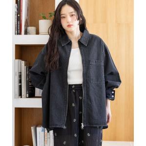 ブラウス シャツ Wジップ/デニムルーズシャツ レディース