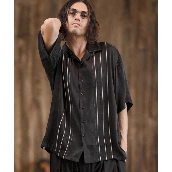 シャツ mhs2555-パターン配色オープンカラーシャツ(CMB-R0209) メンズ