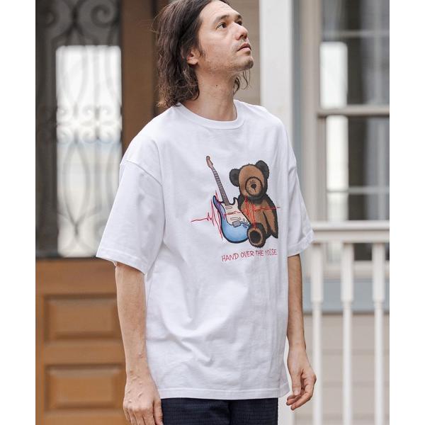 tシャツ mt10272- ビッグシルエットプリント×刺繍T（Rock Bear） Tシャツ(CAS...