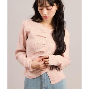 カーディガン シャーリングボタンカーディガン レディース