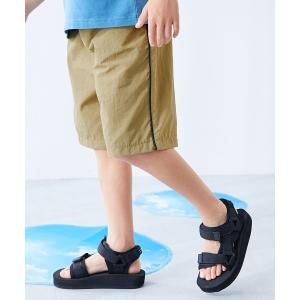ワイドパンツ ハーフパンツ パンツ 短パン 「水はじく」撥水ナイロン サイドライン ワイドパンツ(水陸両用） キッズ 子供服 男の子 女の子