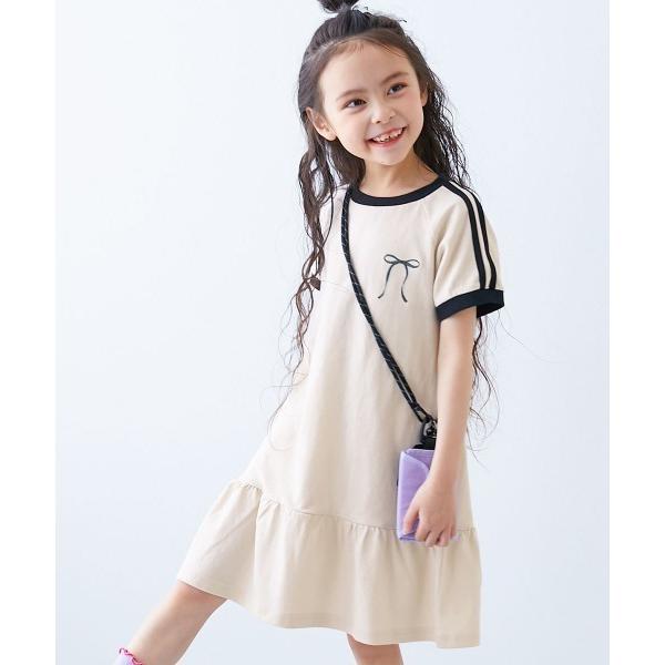 ワンピース サイドライン ティアード 半袖ワンピース キッズ 子供服 女の子