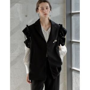 ダウンベスト ベスト 「2026S/S PRE ORDER」「MEISM by Re:EDIT」2WAYフリルダブルクロスミドル丈テーラードベスト