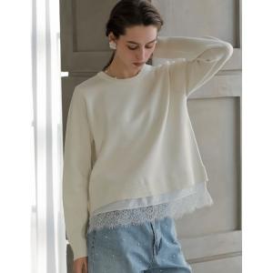 ニット セーター 「2026S/S COLLECTION」「MEISM by Re:EDIT」スウェットライクレースヘムニット レディース