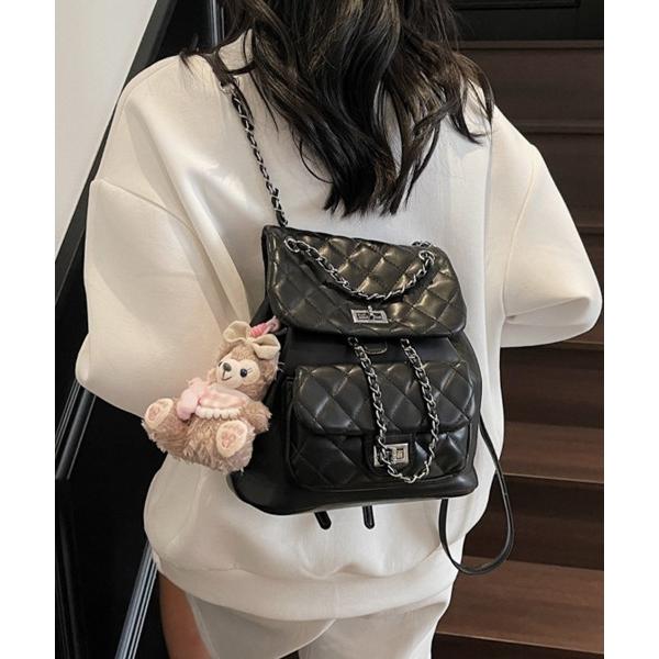 デイバック リュック キルティング×チェーンデザインリュック レディース