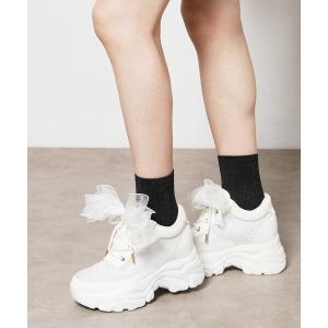 スニーカー きゅんフィットシフォンリボンスニーカー レディース