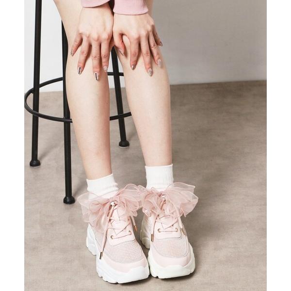 スニーカー きゅんフィットシフォンリボンスニーカー レディース