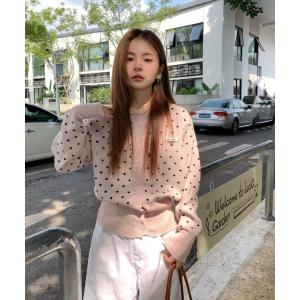 カーディガン ドット柄 ニットカーディガン風トップス レディース