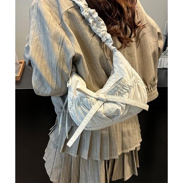 ショルダーバッグ バッグ ギャザーショルダーリボンデザインミニバッグ レディース