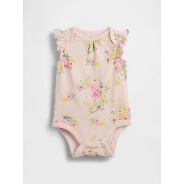 ベビー服 ロンパース はじめてのお気に入り オーガニックコットン フラッターフリル袖 ボディスーツ ...