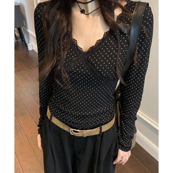 tシャツ French Lace v-neck tee レディース