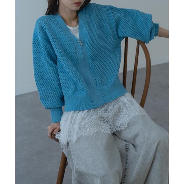 カーディガン 「refinedworks」メッシュ ニット の ブルゾン 風 カーディガン レディー...
