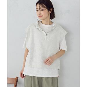 ベスト ジレ 「セットアイテム」裏毛フーディーベスト＋Ｔシャツ/セットアップ対応 レディース