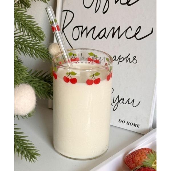 タンブラー チェリー柄ストローグラス