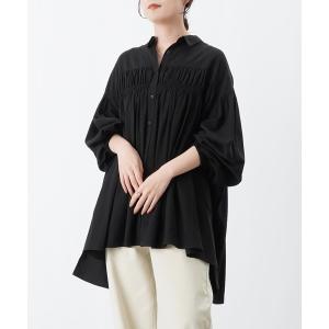 ブラウス シャツ LC/LLL 衿付きデザインシャーリングチュニック/シャーリングチュニックシャツ レディース