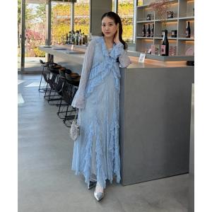 パーティードレス ドレス ラッフルレースガウンレイヤードドレス / ruffle lace gown layered dress
