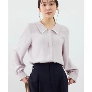 ブラウス シャツ 配色ダブルカラーブラウス レディース