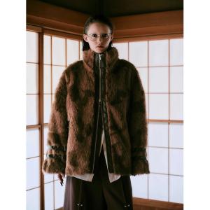 ブルゾン アウター 「TAJEN:T」COW PATTERN FAR JACKET/ アニマル柄ファージャケット/ ファーアウター レディース メンズ