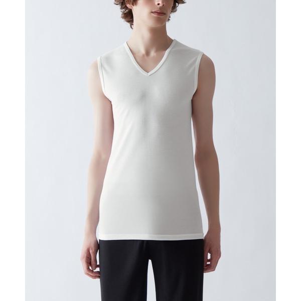 インナーシャツ 肌着 アセドロン Vネックスリーブレス 鹿の子 ベタつき瞬時にどこへやら メンズ