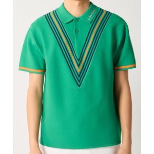ポロシャツ LOUDMOUTH/ラウドマウス ゴルフウェア Vライン 軽量 ニット 半袖ポロシャツ メンズ