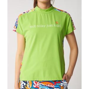 ブラウス シャツ 半袖 LOUDMOUTH/ラウドマウス ゴルフウェア 吸汗速乾 UV 接触冷感 ストレッチ 柄 無地モックネックシャツ レディース