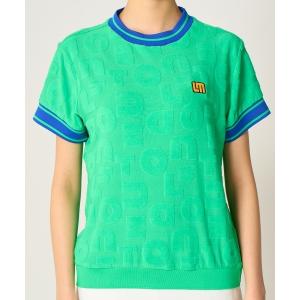 tシャツ 半袖 LOUDMOUTH/ラウドマウス ゴルフウェア UVカット パイルジャガード ロゴ 半袖シャツ レディース