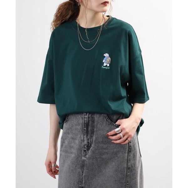 tシャツ ワイド半袖Tシャツ ワンポイント刺繍 メンズ レディース