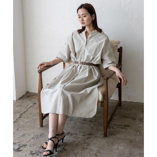ワンピース マーブルボタン2WAYロングシャツワンピース