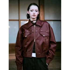ブルゾン アウター 「TAJEN:T」FAKE LEATHER FRINGE BOMBER JACKET/フェイクレザーフリンジボンバージャケット レディース メンズ