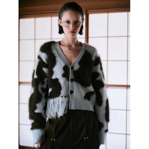 カーディガン 「TAJEN:T」JACQUARD FRINGE CARDIGAN/ジャカードフリンジカーディガン レディース メンズ