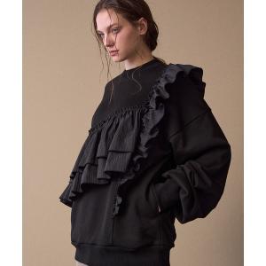 トレーナー スウェット Pinstripe Frill Sweat Pull Over レディース