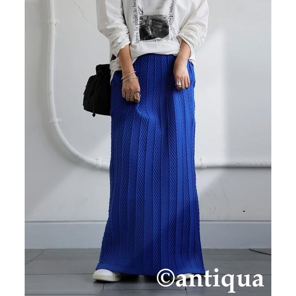 「antiqua」 ニットスカート R ブルー レディース