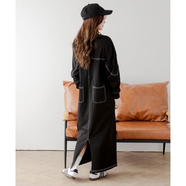 「La-gemme」 長袖ワンピース フリー ブラック レディース