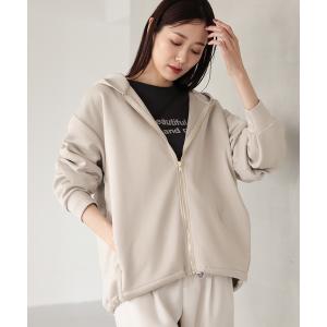 「GLOBAL WORK」 ジップアップパーカー LARGE グレイッシュベージュ レディース