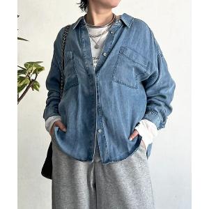ブラウス シャツ デニムラウンドシャツ レディース