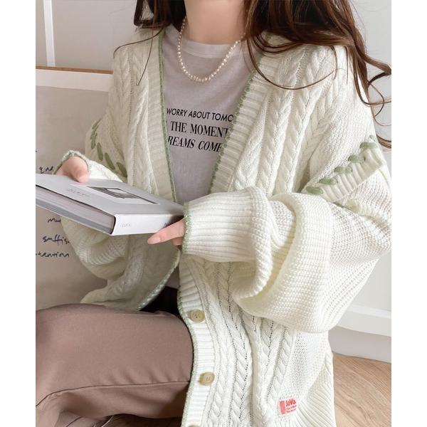 「Java」 ニットカーディガン MEDIUM ベージュ レディース