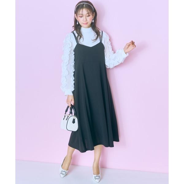 「marun」 「SMILELAND」キャミソールワンピース 3L ブラック レディース