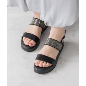 厚底 サンダル 「Bridget Birkin」キラキラバンドウェッジサンダル(562506) レディース