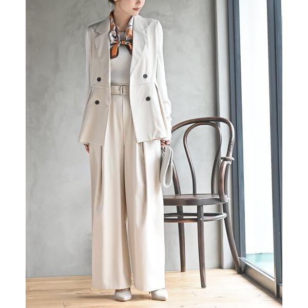 セットアップ 入学式 卒業式 ペプラムジレ×パンツセットアップ レディース