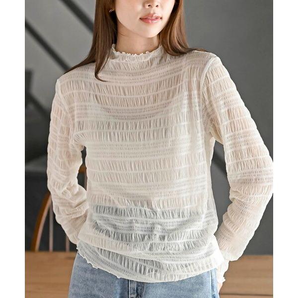 tシャツ シアーレースプチハイネックカットソー レディース