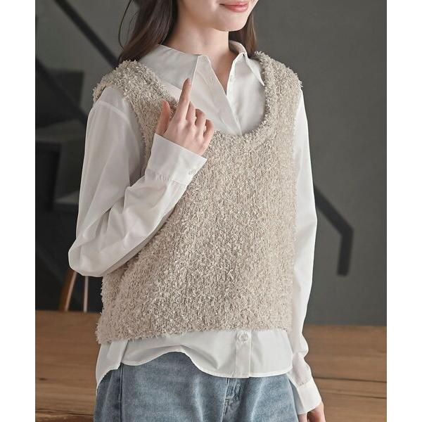 アンサンブル ペーパーヤーンベスト×ブラウスアンサンブル