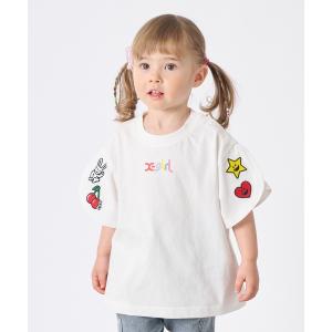tシャツ キャラクターワッペン 袖スリット半袖Tシャツ キッズ 子供服 女の子
