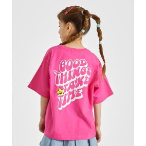 tシャツ キラッキー+メッセージロゴ バックプリント半袖Tシャツ キッズ 子供服 女の子