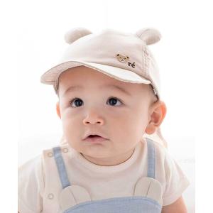 ベビー 「 UVカット 」オックスくま耳日よけ付きキャップ(44~50cm)