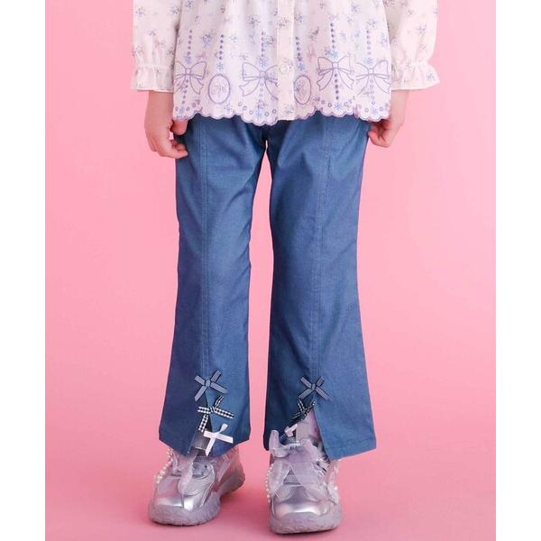 パンツ 裾リボン付きストレッチツイルパンツ(80~130cm) キッズ 子供服 女の子