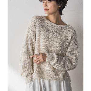 ニット セーター ファンシーヤーンボートネックニットプルオーバー「手洗い可能」 レディース