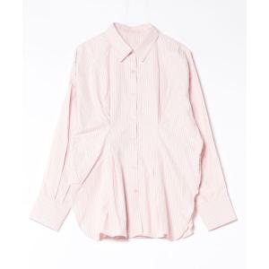 ブラウス シャツ ストライプウエストタックシャツ「手洗い可能」 レディース