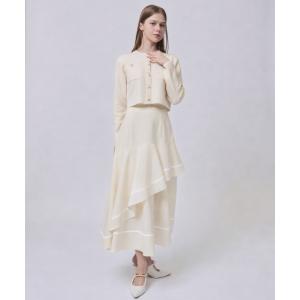 スカート 配色ヘムラインフレアスカート