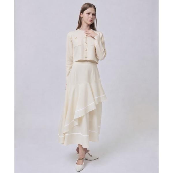 スカート 配色ヘムラインフレアスカート