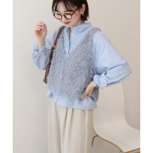 ベスト ジレ 「選べる丈」フェザーVネックベスト レディース